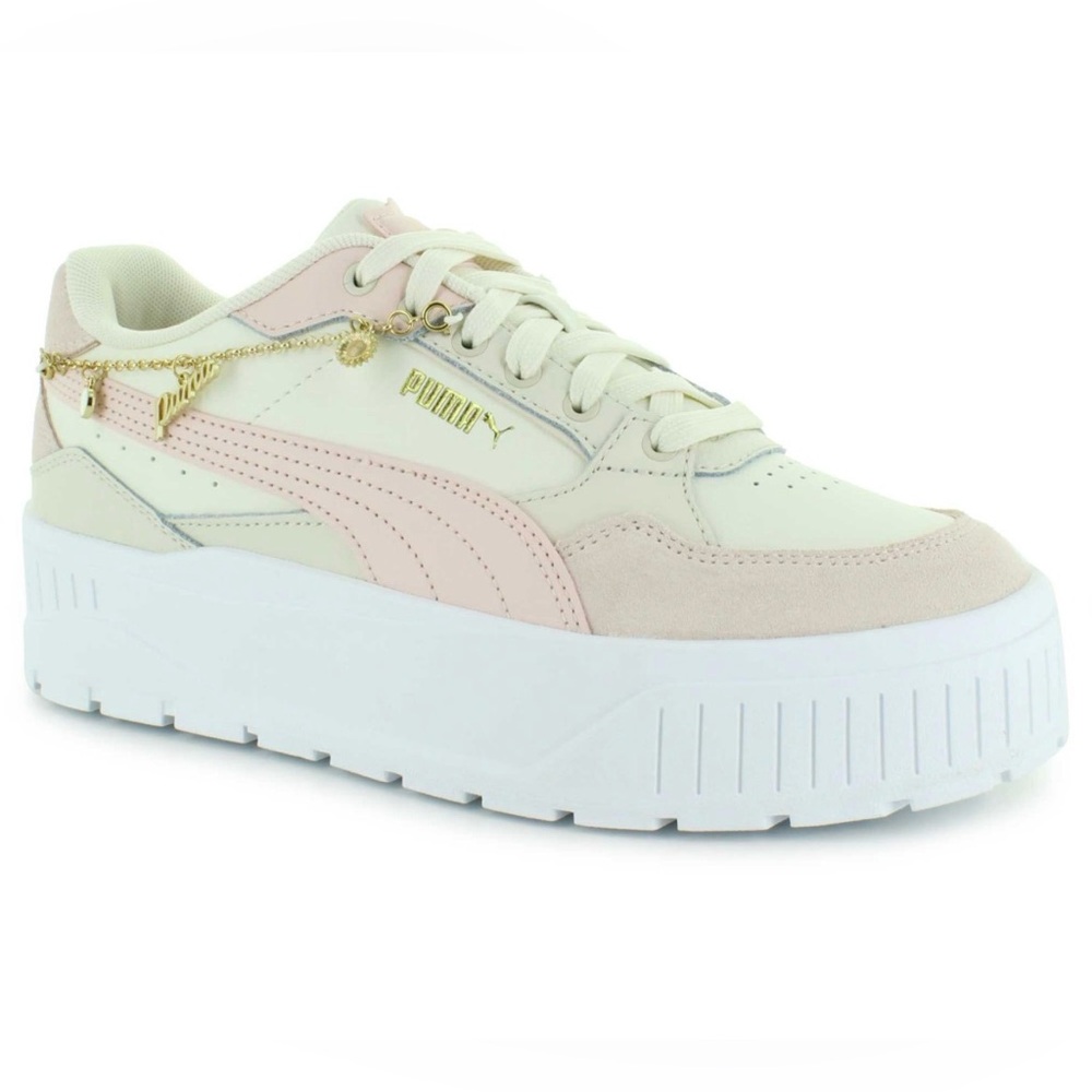 Puma Karmen II Idol Bling Platform Sneakers White Pink Gold Charm Women’s